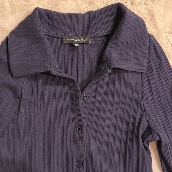 Kendall & Kylie Blue Ribbed Collar and Button-Up Dress Size XS - Picture 3 of 9